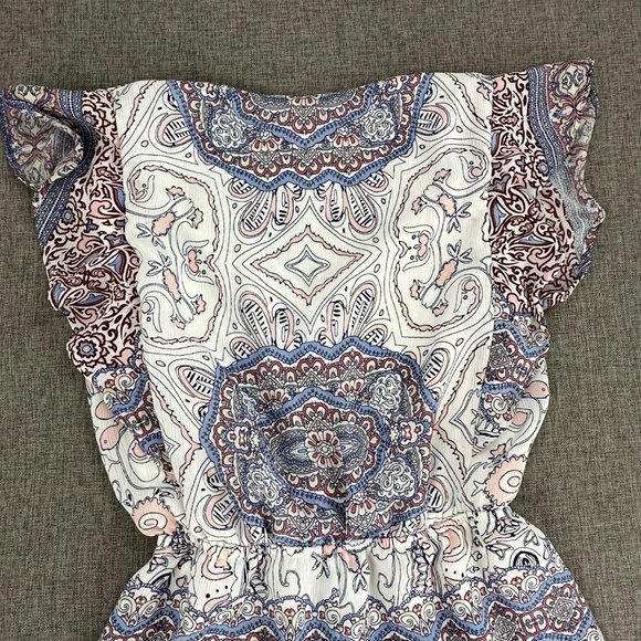 Blue Rain Romper Shorts Small‎ Ruffled V-Neckline Elastic Waist Lined Polyester - Picture 14 of 16